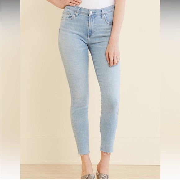 Agolde Sophie Light Wash Raw Hem Denim Jeans 24 Waist 00 Ankle - Picture 2 of 12